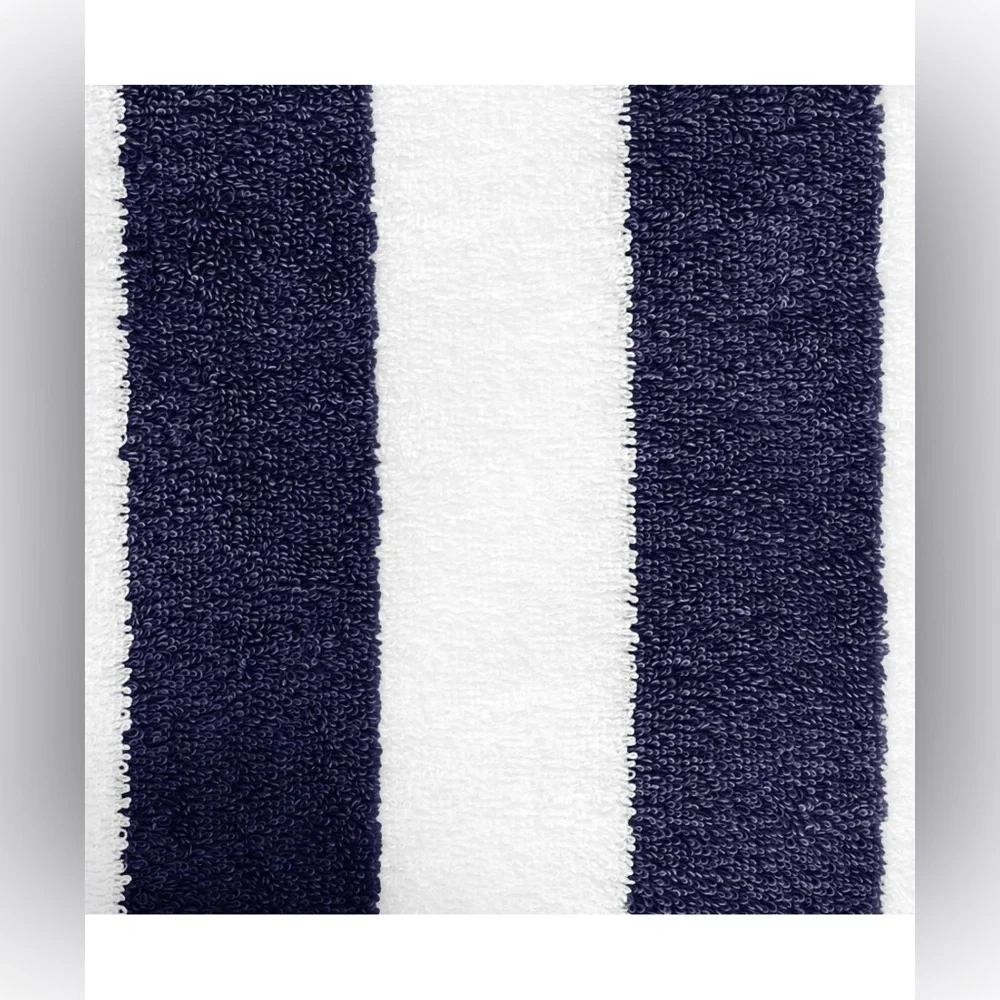 4 Amazon Basics Navy Blue Striped Terry Absorbent Cabana Pool Beach Bath Towels